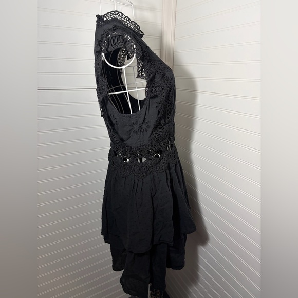 Entro Black Crochet Eyelet Mini Dress - Picture 4 of 7